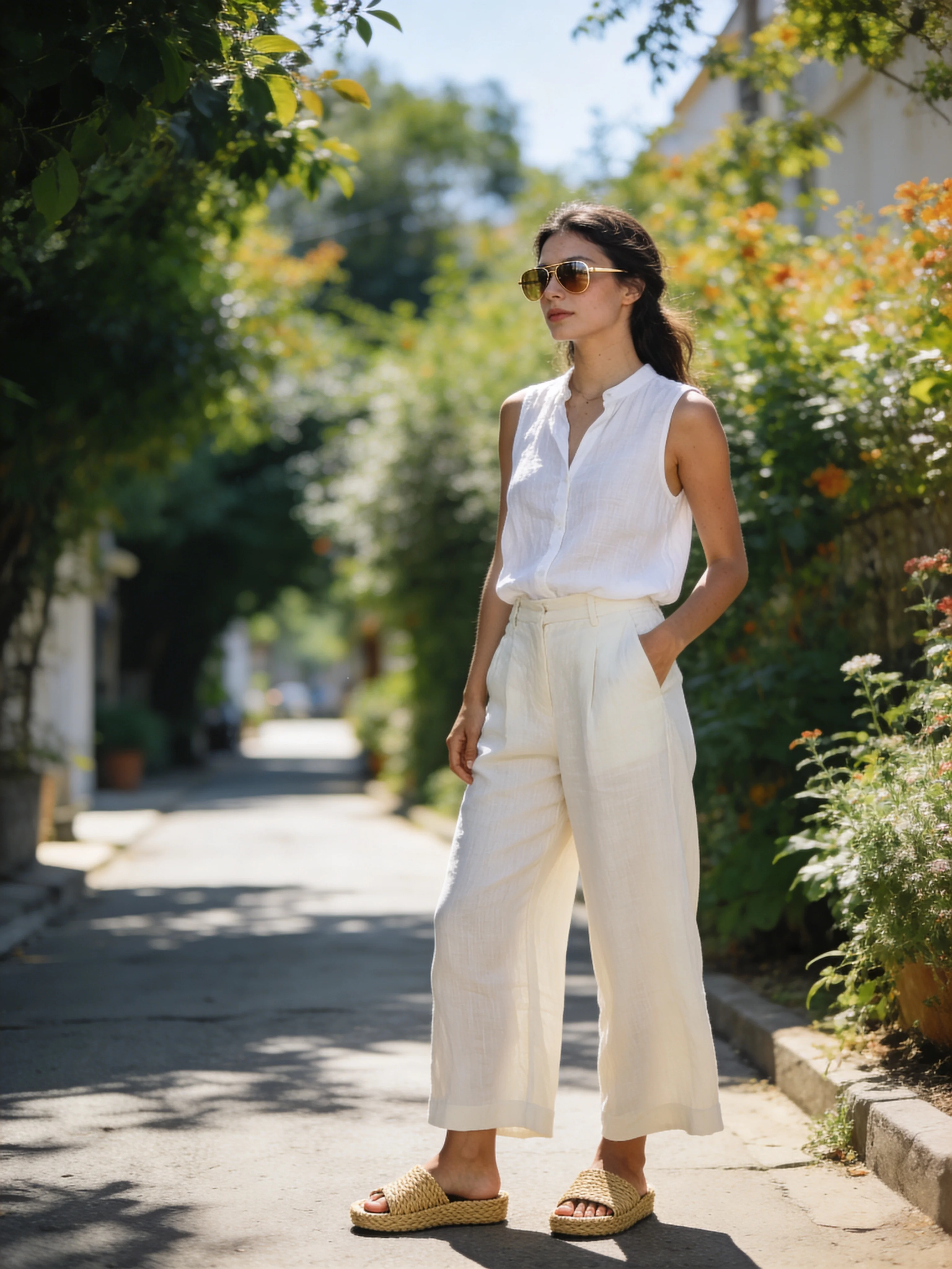 White Linen Blouse Out