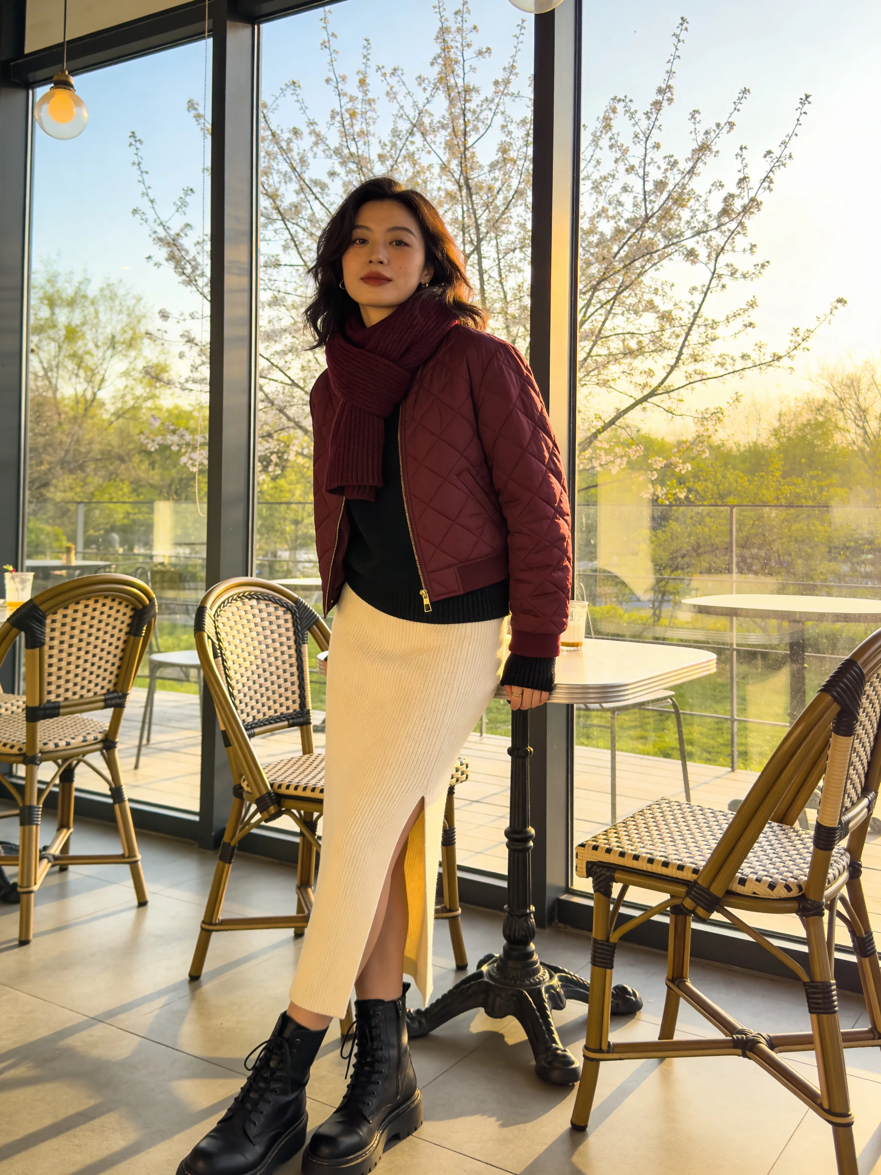 Burgundy Quilted Combat