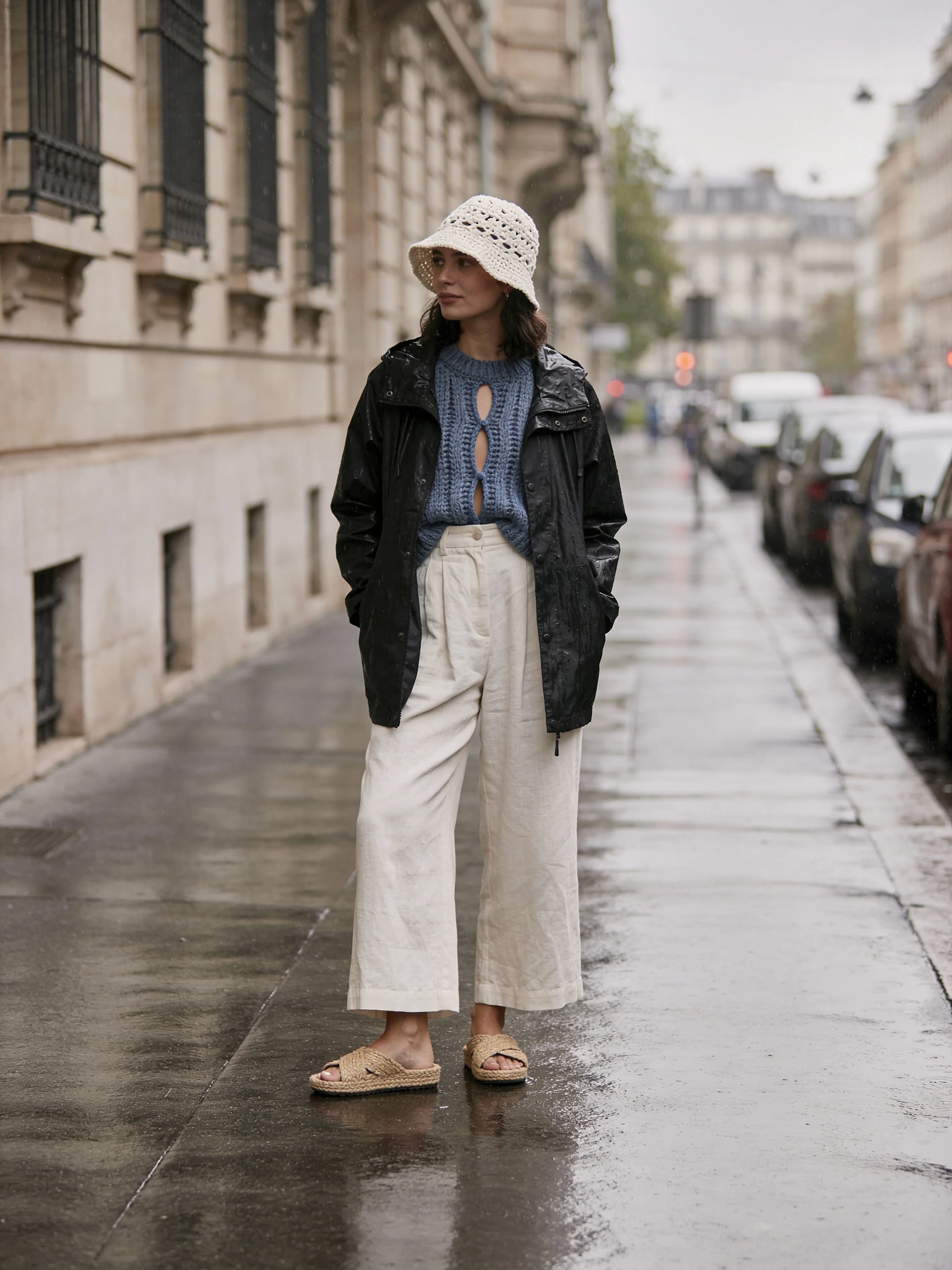 Linen Under Rain Jacket