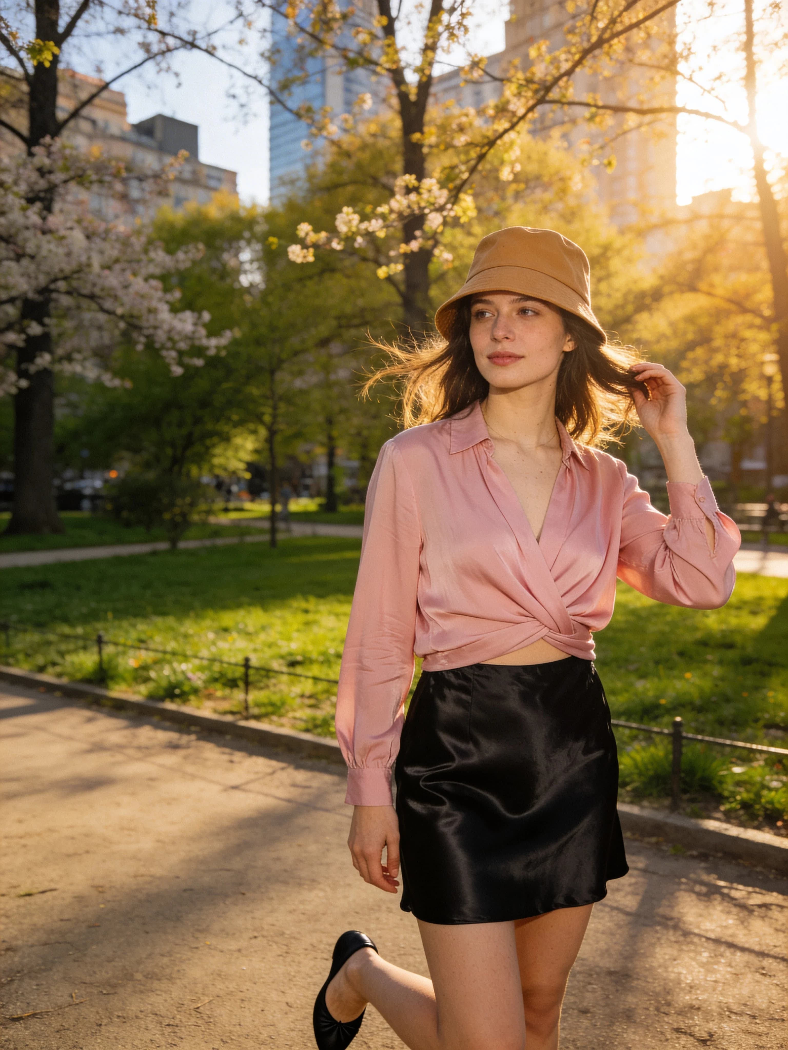Blush Wrap Satin Skirt