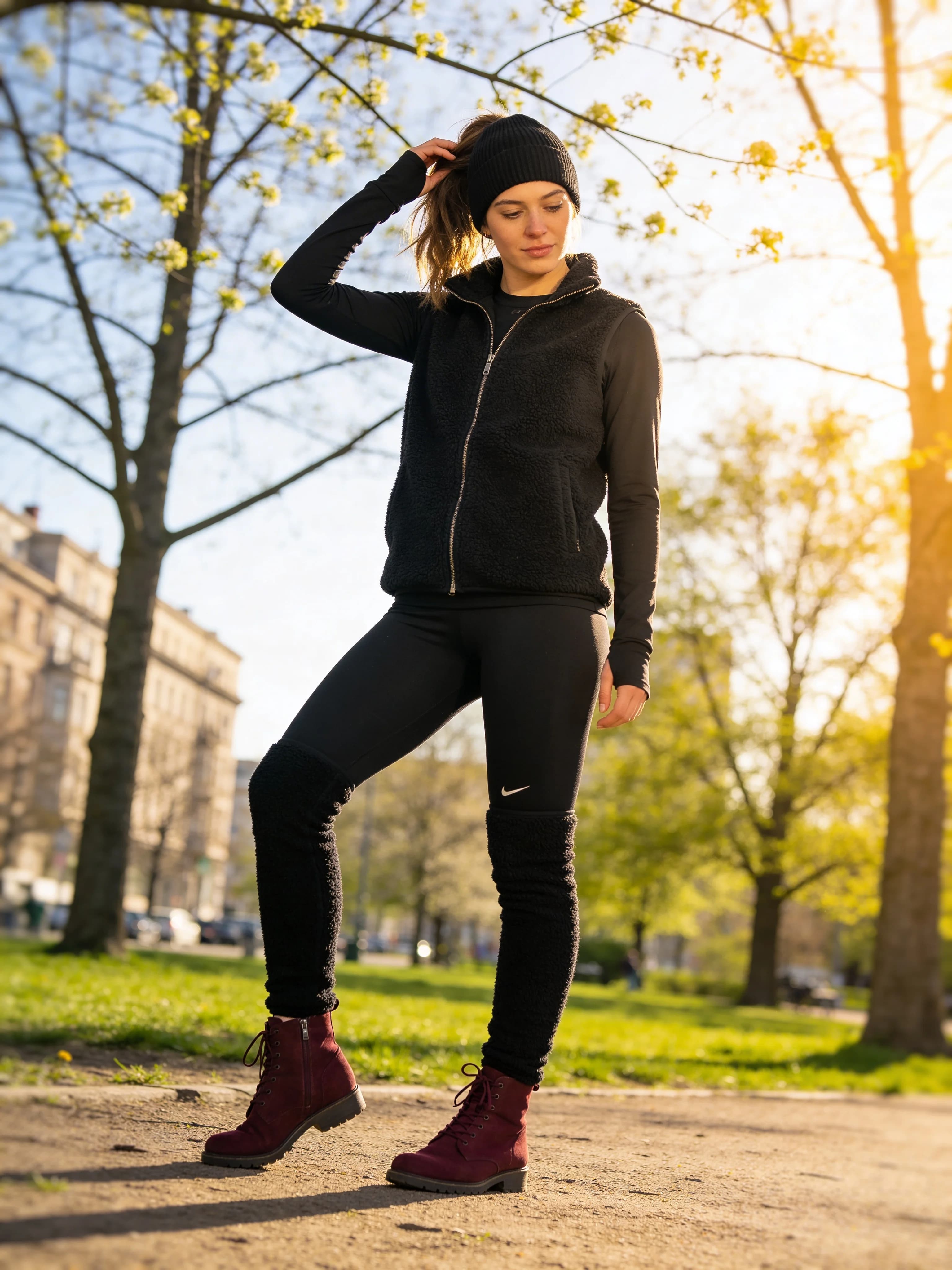 Fleece and Burgundy Boots