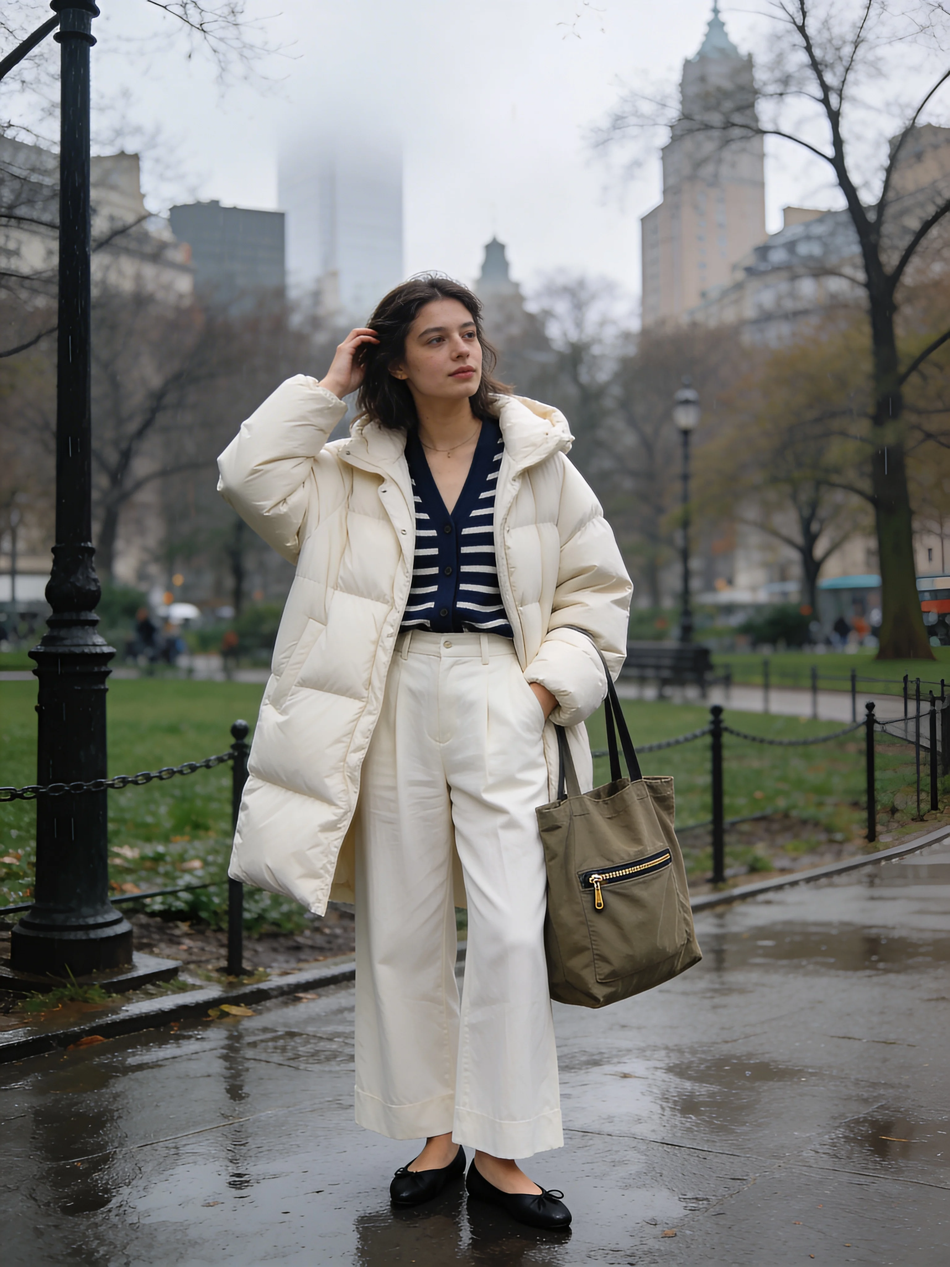 Cream Puffer Wide-Leg