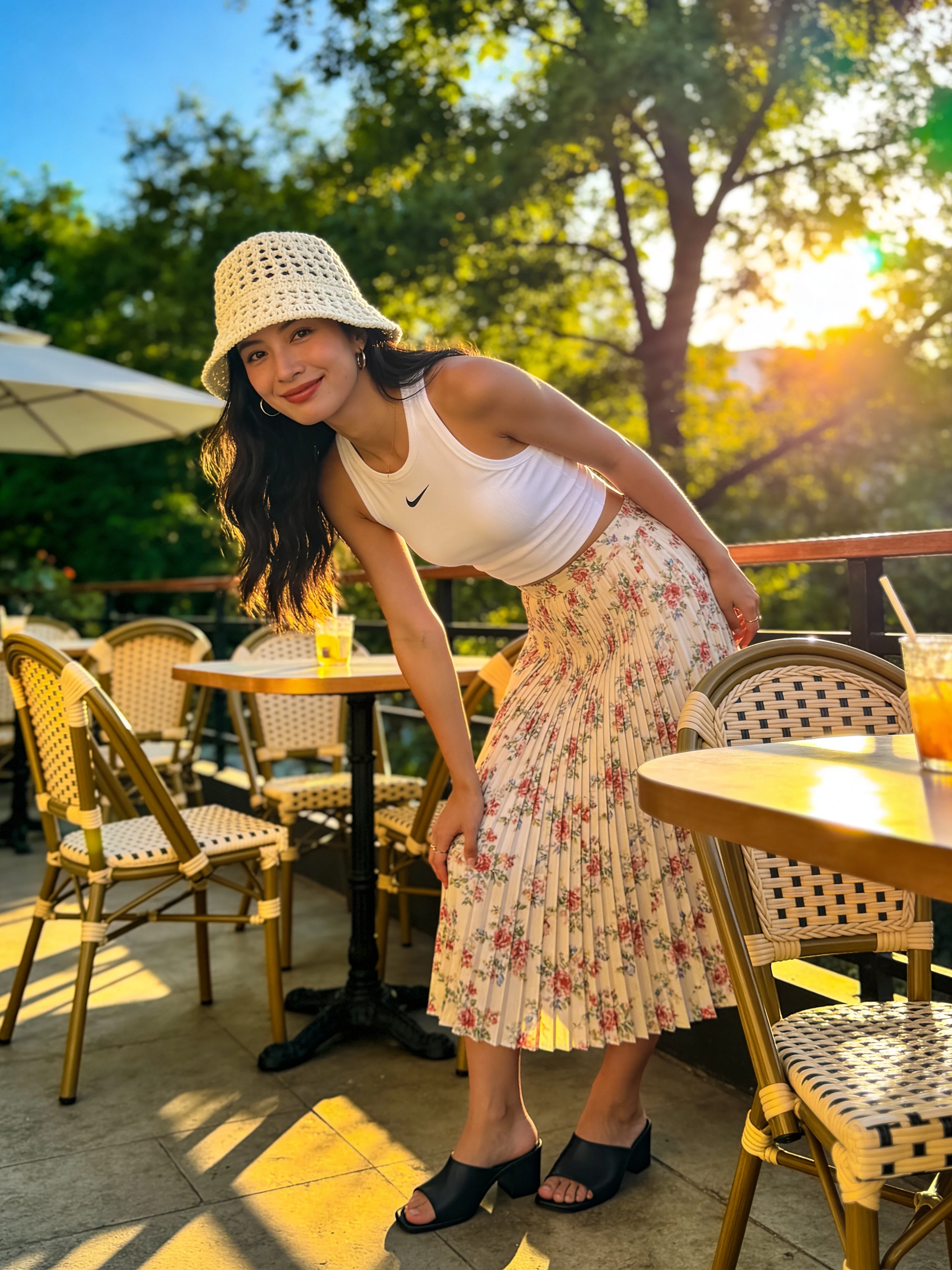 Floral Skirt and Mules